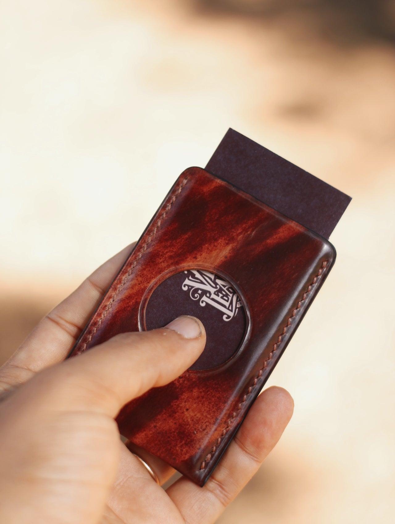 Business card holder in Shell Cordovan